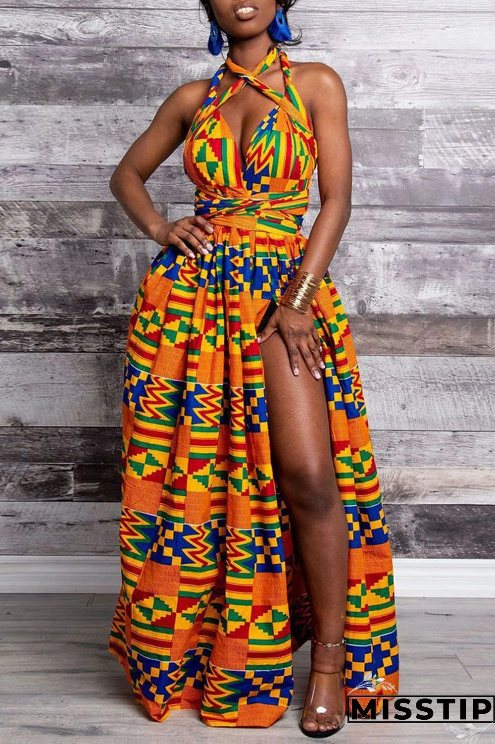 Red Vintage Elegant Print Patchwork Asymmetrical Collar A Line Dresses