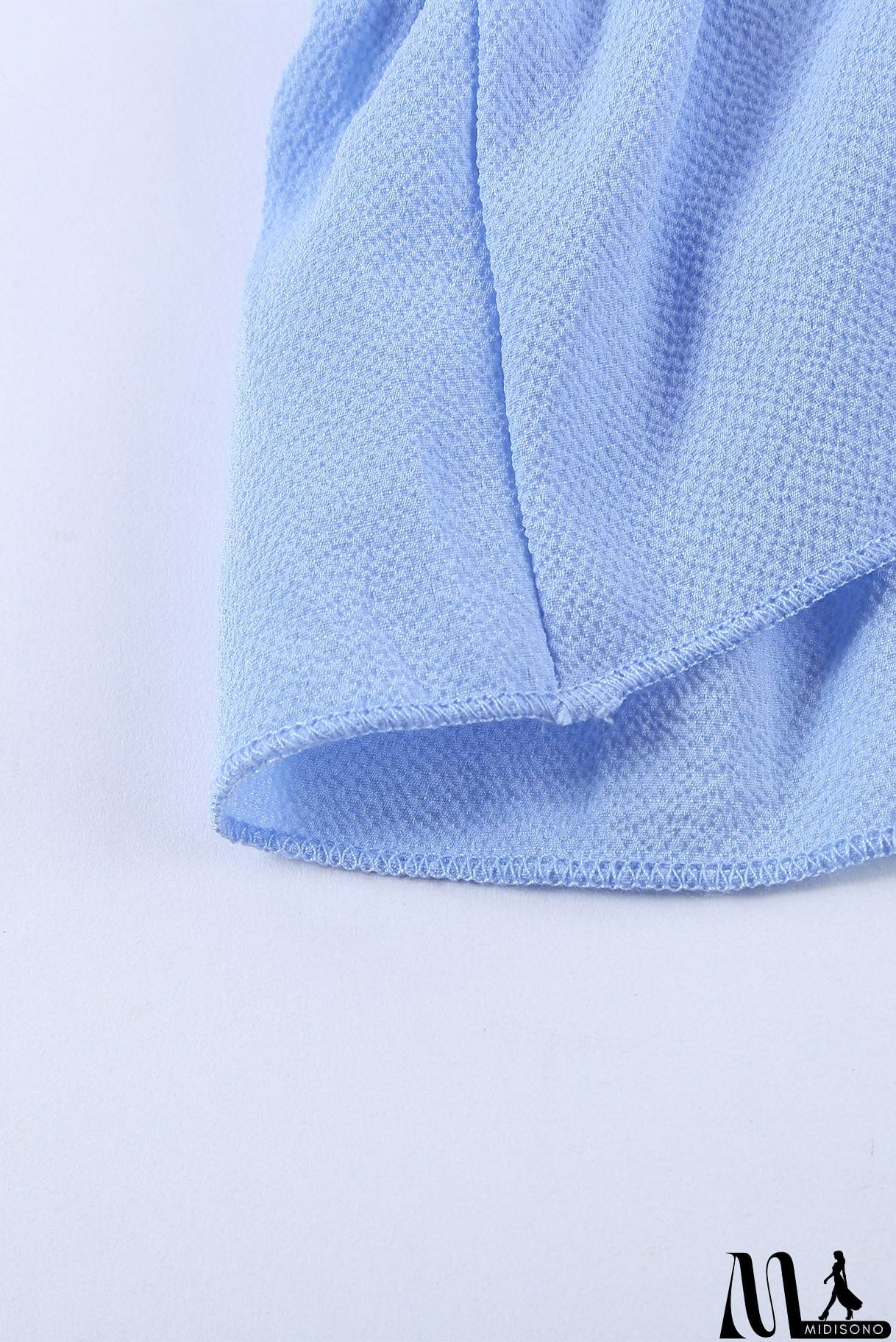 MidiSono - Sky Blue V Neck Ruffled Short Sleeve Swing Mini Dress