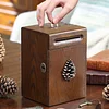 Retro Piggy Bank Made Of Rubber And Solid Wood With Key And Handle For Large Coin Storage With Lock For Safe Coin Storage Creative Portable Home Decoration