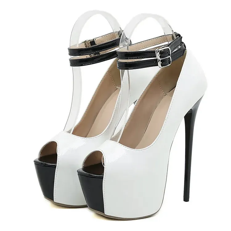 16.5CM Double Buckle Strap Platform Sandals Women Pumps