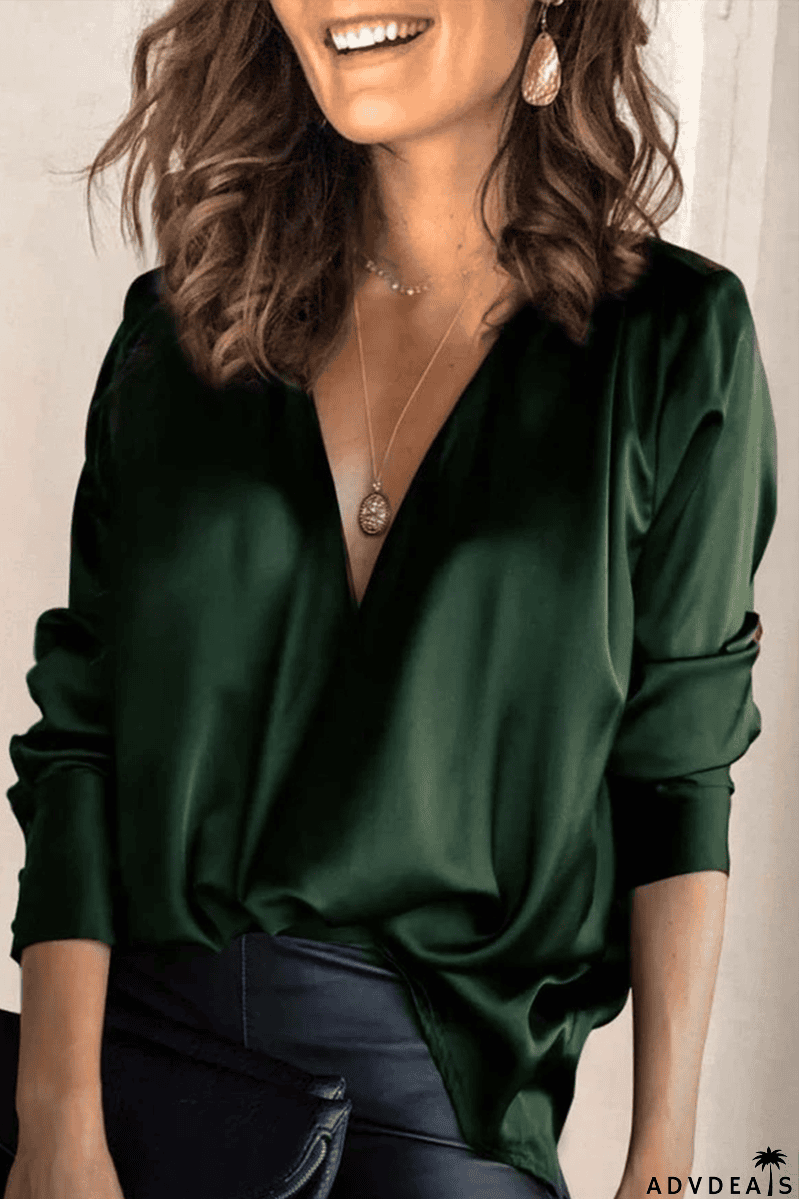 Satin Collared Drape Blouse