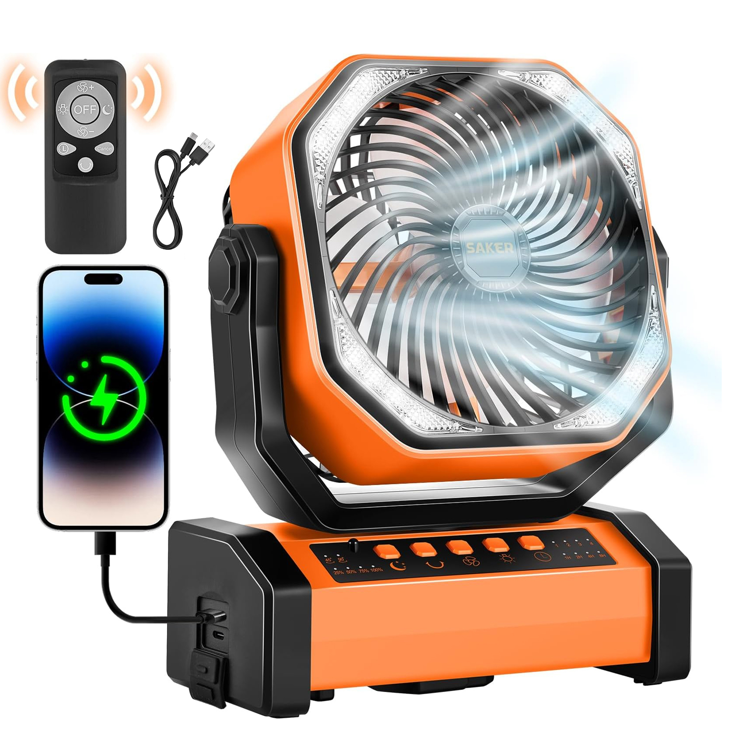 rechargeable camping fan light