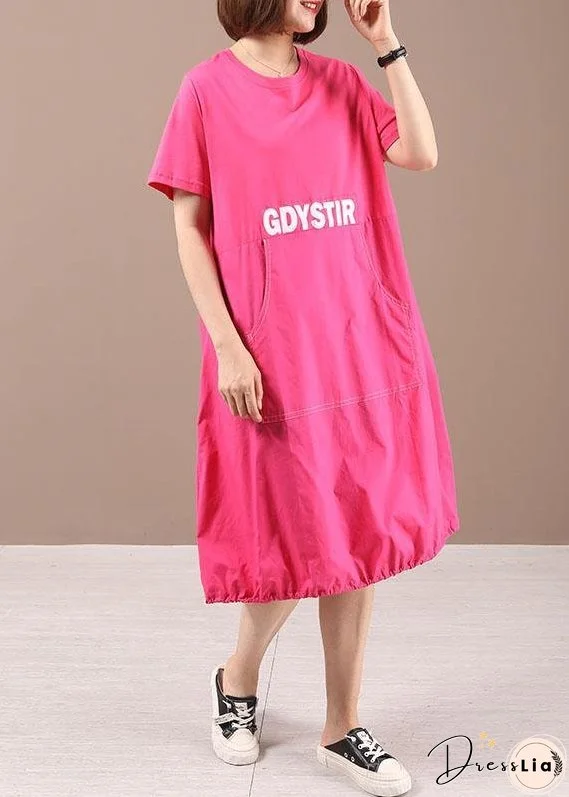 Style Black Pockets Patchwork Graphic Summer Cotton Party Dresses Short Sleeve