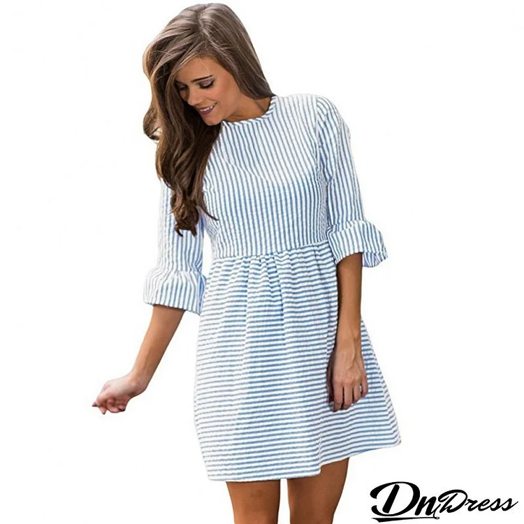 Women Casual Stripe Printed Dress