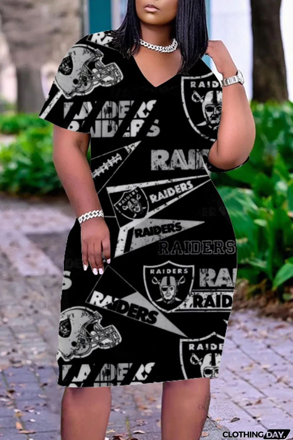 Blue White Casual Print Patchwork V Neck Straight Dresses