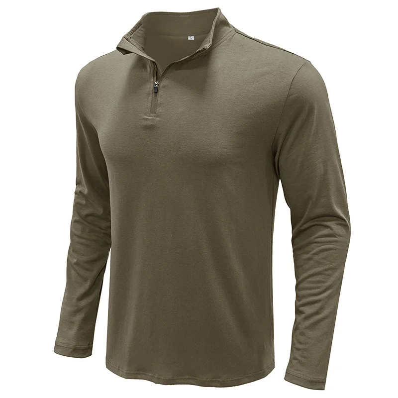 Men's Long Sleeve Stand Collar Zip TShirt