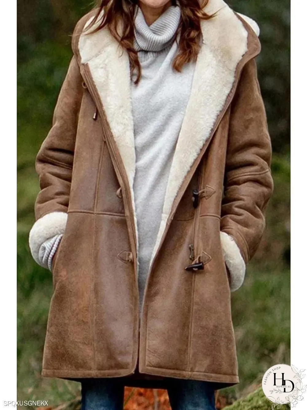 Fashion Solid Color Casual Hooded Jacket Plus Fleece Mid-length Coat