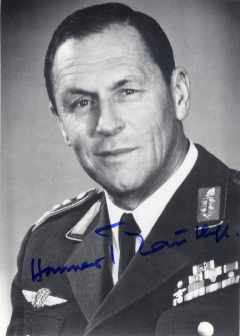 GERMAN FIGHTER ACE Hannes Trautloft autograph, signed Photo Poster painting