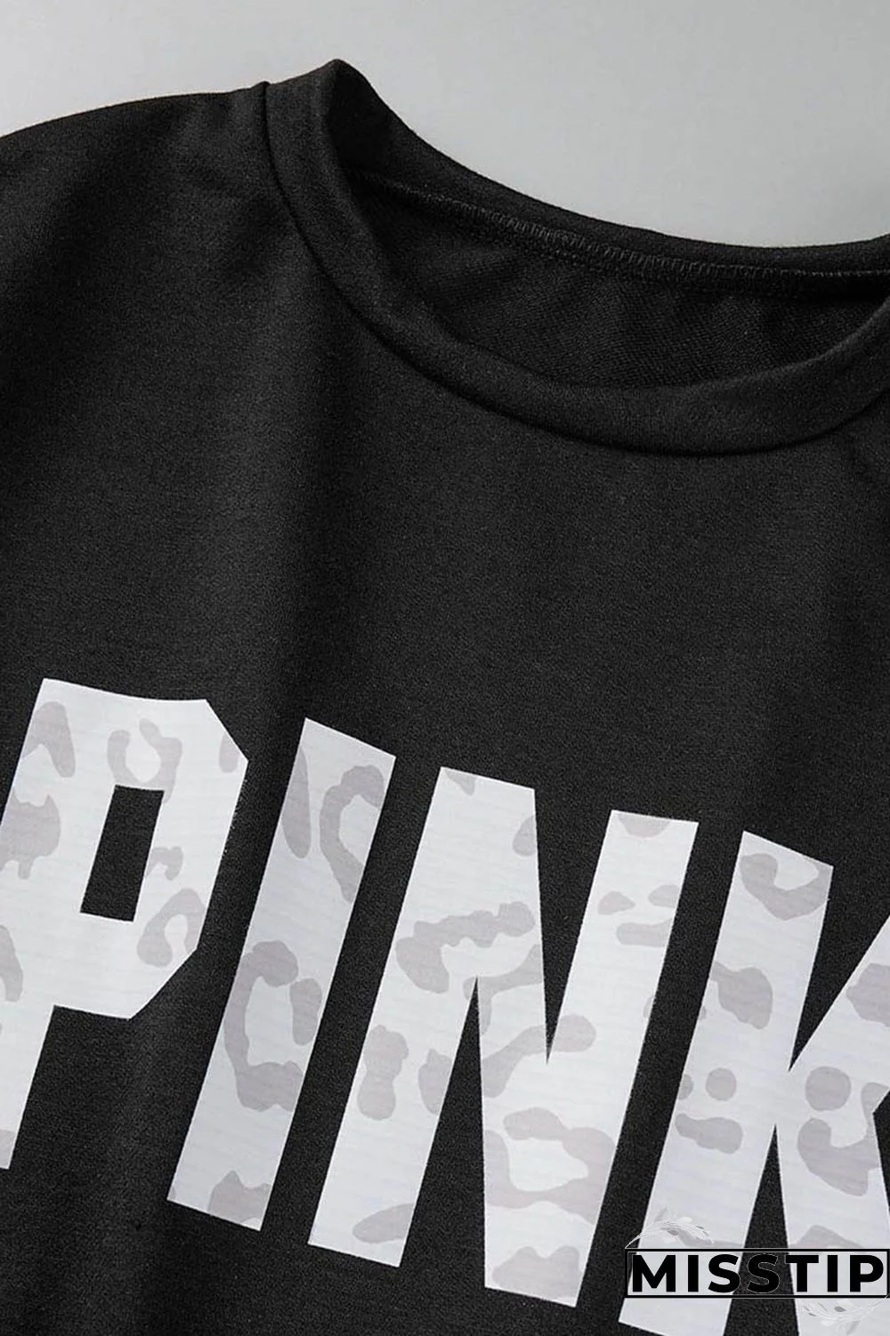 Blue Casual Letter Print Patchwork O Neck Long Sleeve Two Pieces