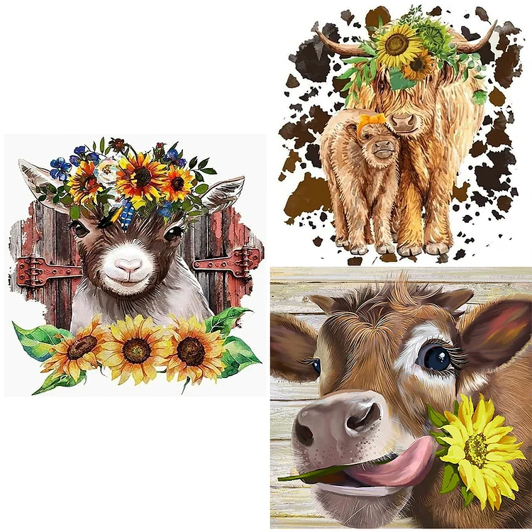 Cow In Sunflowers Diamond Painting Kits Full Drill Paint With
