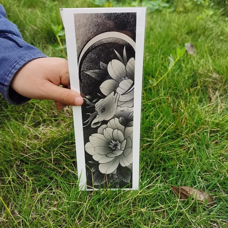 Waterproof Flower Arm Temporary Tattoo Sticker Chinese Wind Arm Ring Wave Art Dec Fake Tattoo Men Women Foot Ring Tattoo Sticker