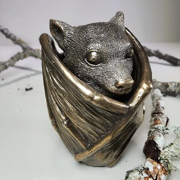 🦇💍Handmade🎁Bronze bat trinket cup. Gothic home decor. bat jewelry box