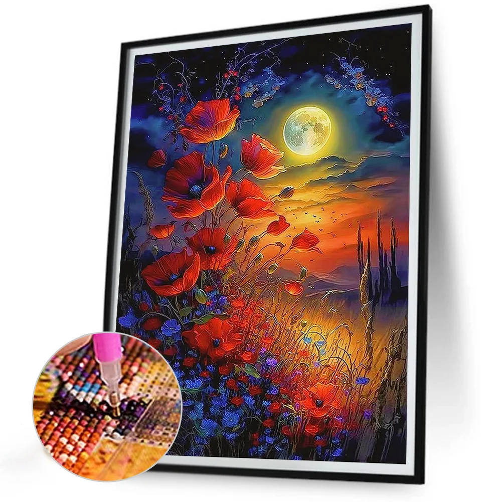 Diamond Painting - Full Round Drill - Poppy Moonlight(Canvas|30*40cm)
