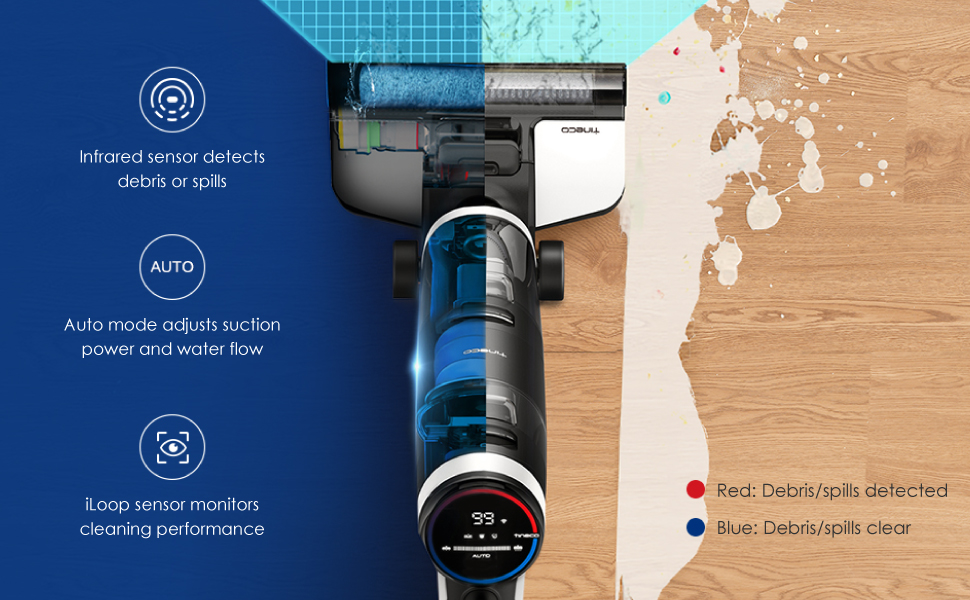 Infrared sensor detects debris or spills