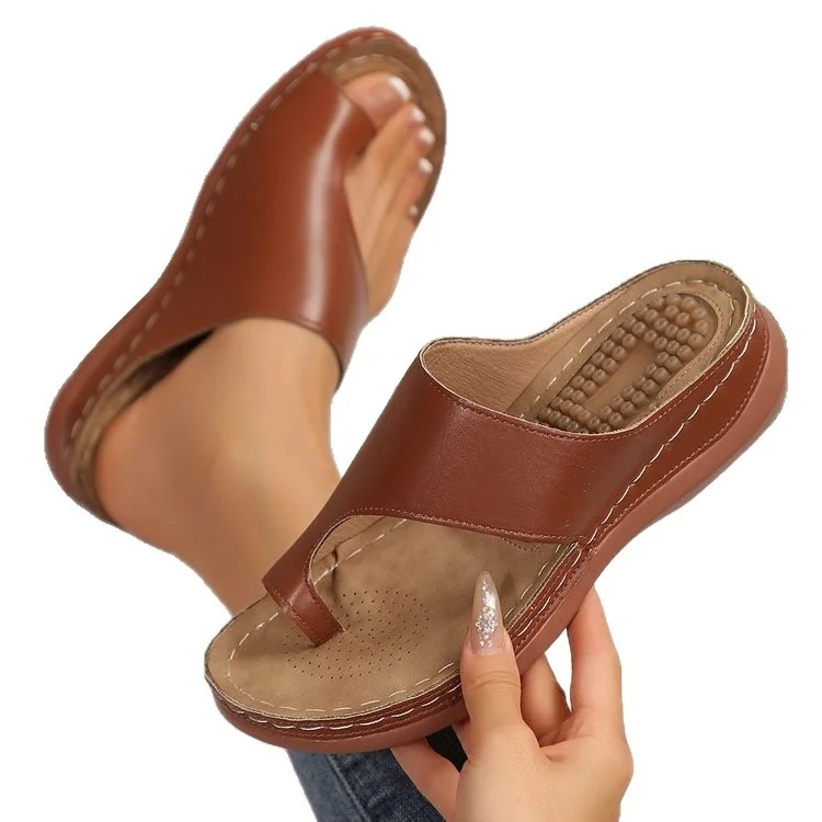 Breakj Breakj Summer New Leisure Large-Size Coat Toe Slope And Beach Women's Slippers Outside Wearing Cold Slippers