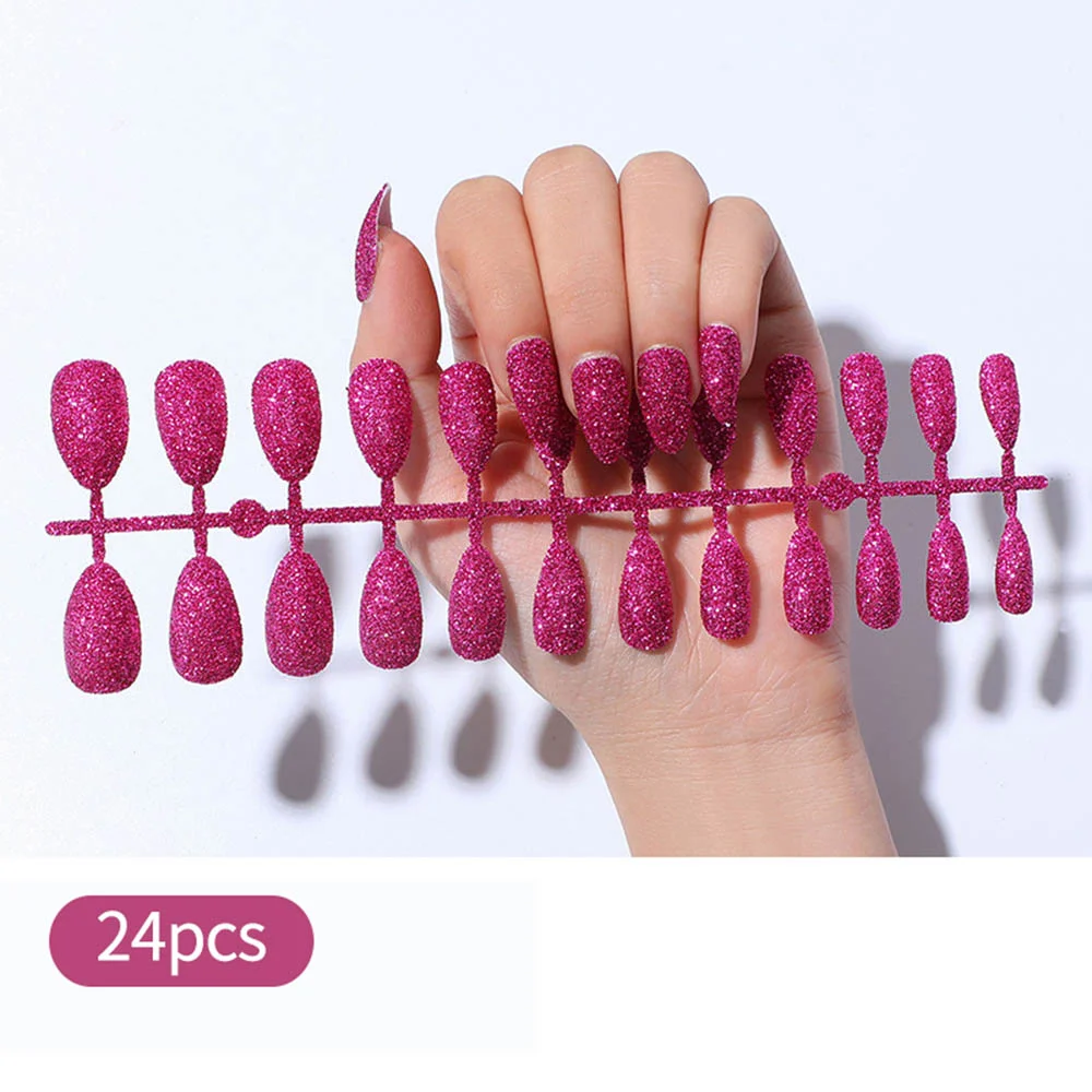 Free shipping fake nails Nail Art Decorations 24pcs Fake Nails Solid Color Frosted Matte Full Cover новогодние накладные ногти-Nail Inspo