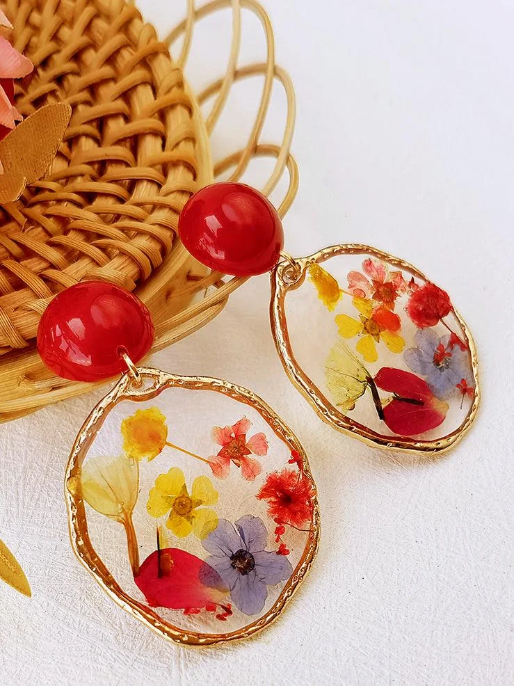 Pressed Flower Earrings - Garden Party