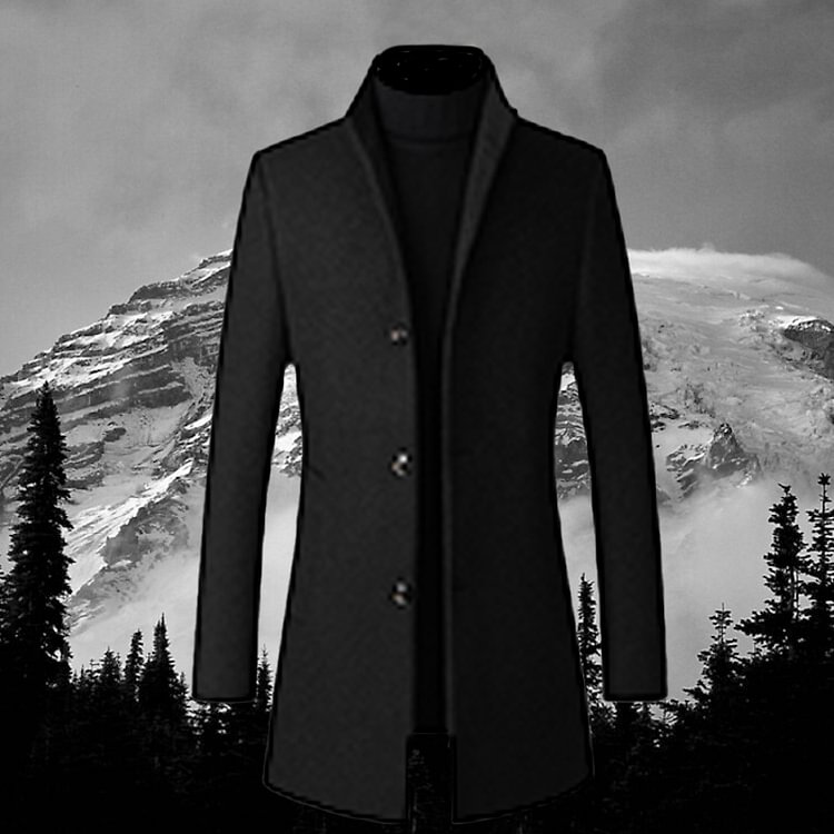 BrosWear Men's Thickened Lapel Collar Woolen Coat