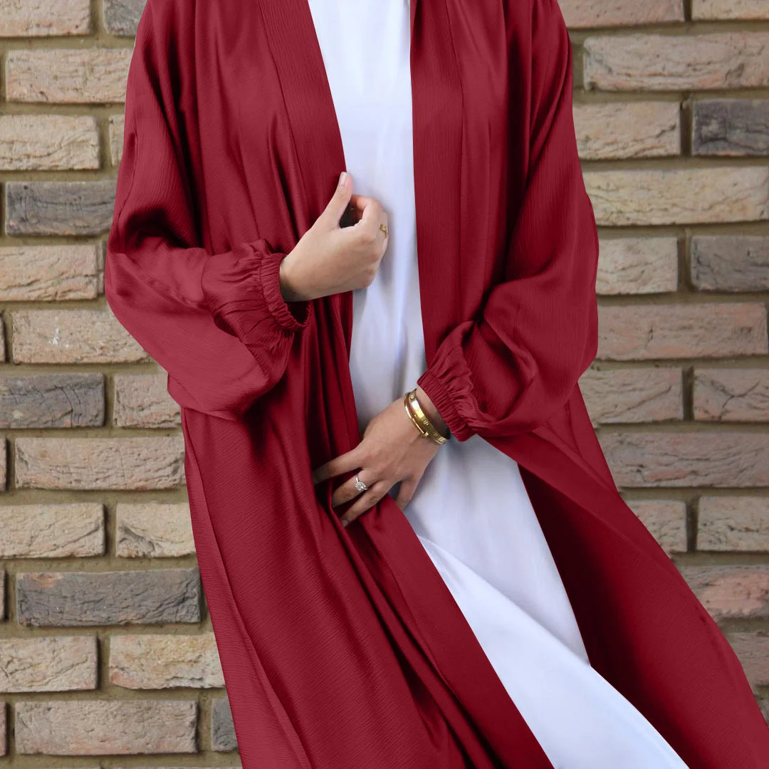 Uveng Casual Swing Plus Size Cardigan Robe Drawstring Sleeve Dress