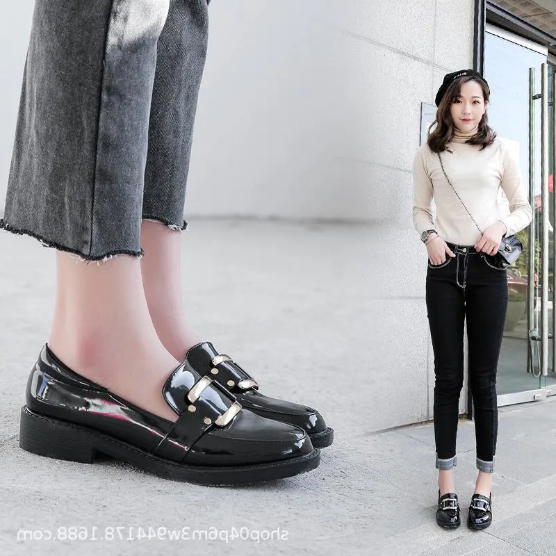 Yyvonne Yyvonne Wind Small Leather Shoes Women In 2023 Autumn And Winter New Square Buckle Leather Shoes Round Head Single Shoes And Velvet Loafer Shoes Women's Shoes