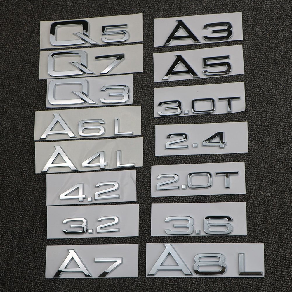 For Audi A3 A4 A5 A6 A7 A8 Q3 Q5 Q7 3.2 3.0T 2.0T 4.2 2.4 3.6 Rear Emblem Badge Sticker voiturehub dxncar