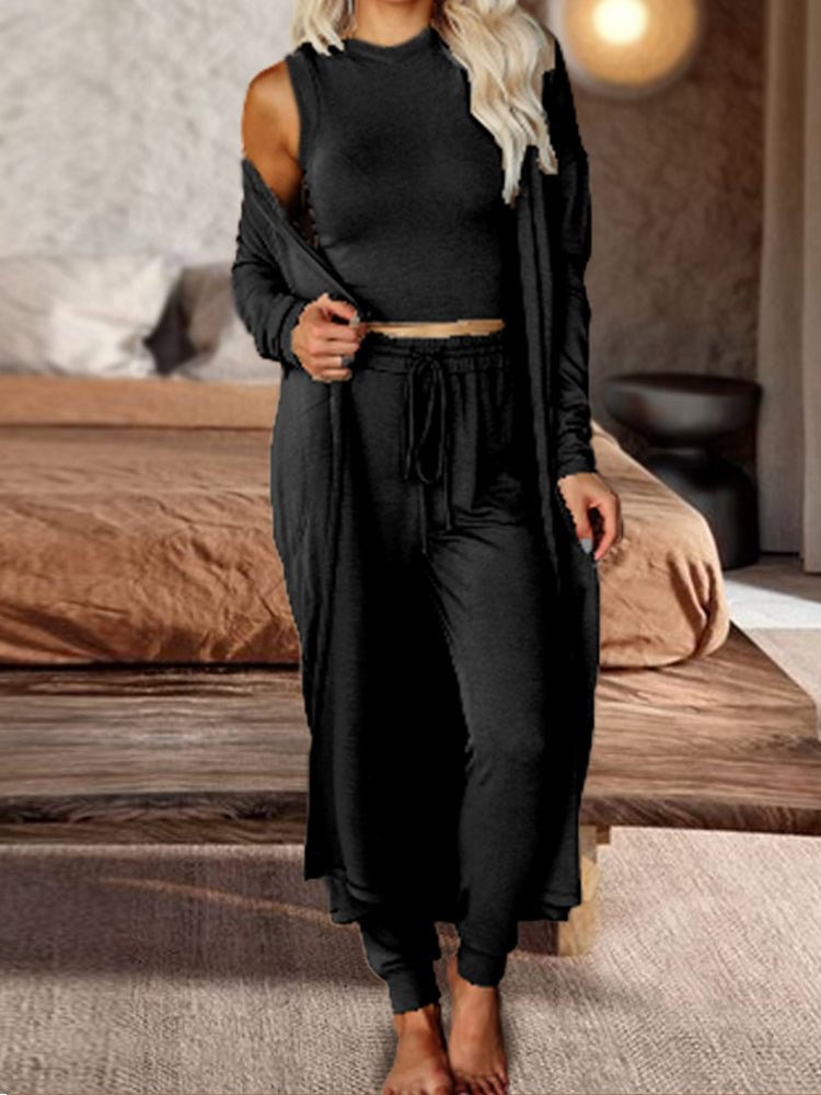 Knitted Three Suit Slim Vest Trousers Sports Suit Pants
