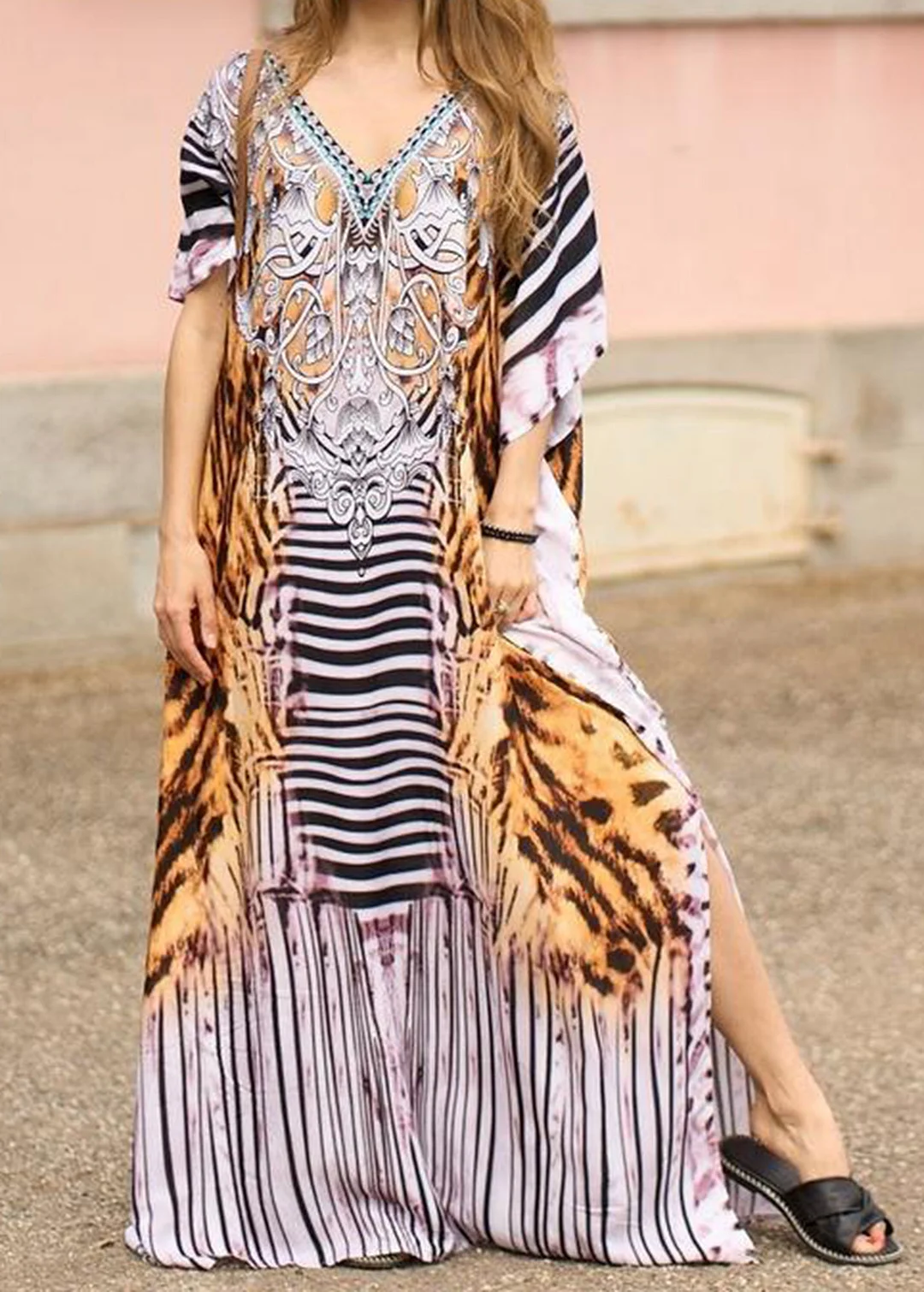 Dress beach cover-up holiday leisure loose sun protection clothing bikini robe