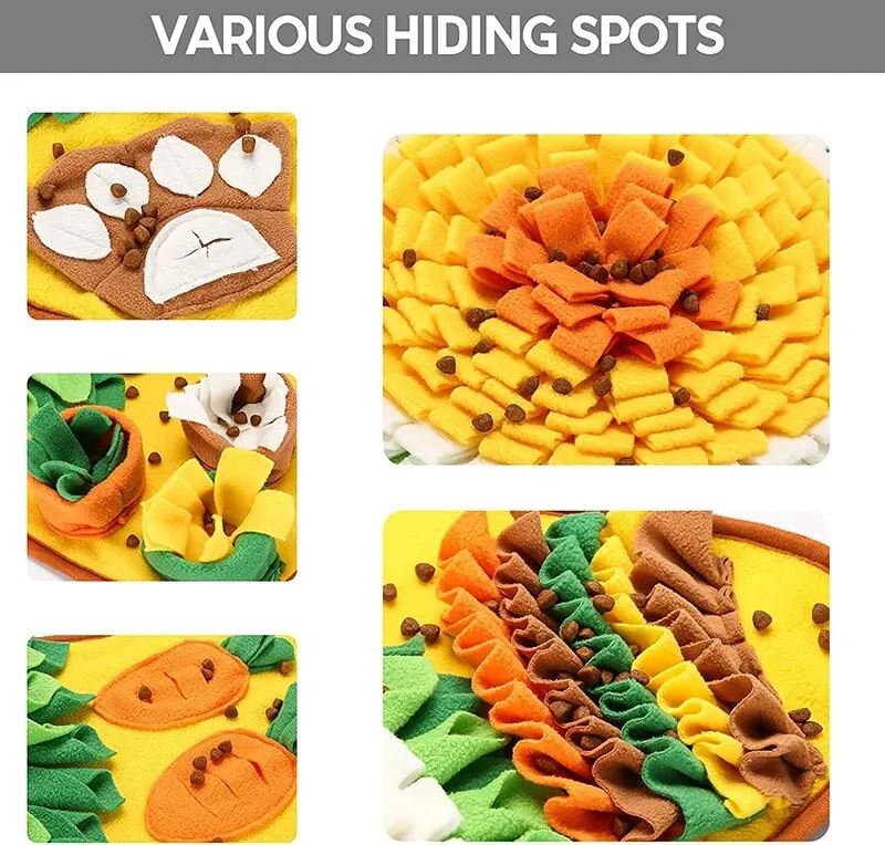 Tegooe Interactive Dog Snuffle Mat for Foraging and Slow Feeding Training - Fleece Puzzle Toy with Anti-Slip Base
