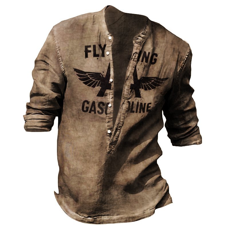 Men's Fashion Retro Deep V Neck Long Sleeve T-shirt