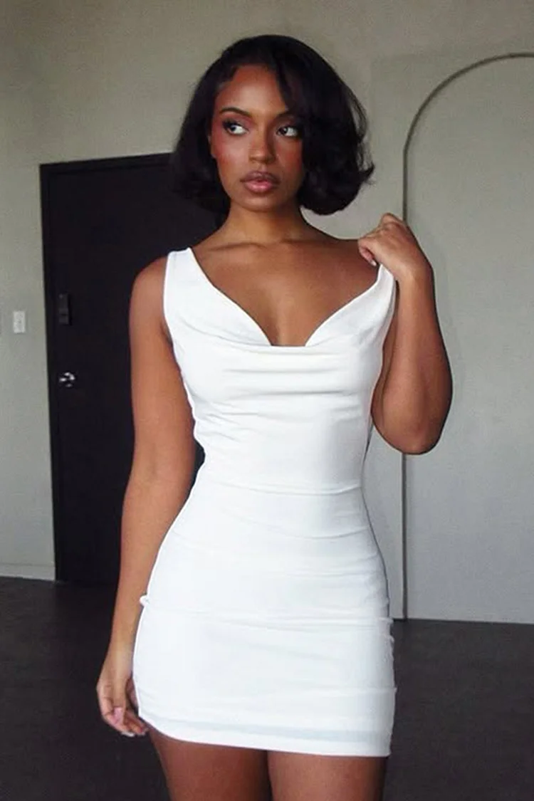 party mini dress slim Women's Sexy Halter Neck Sequined Dress Slim Fit Big Backless Party Mini Dress, Wedding Guest Cocktail Dress Spring White