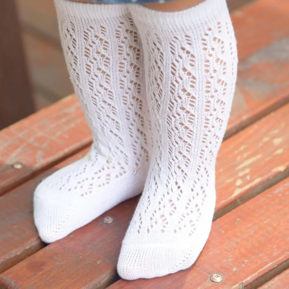 2019 Brand New Newborn Baby Infant Girl Fishnet Stockings Non-Slip Knee High Lace Thin Stockings Princess Long Tube Booties 0-4T