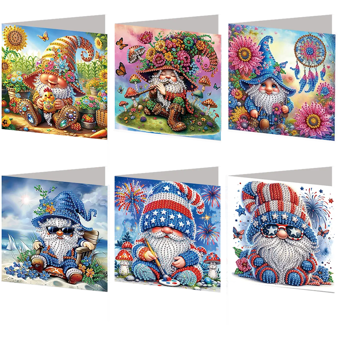 6PCS Goblin DIY Diamond Painting Greeting Card Set with Envelopes for Adults Gifts