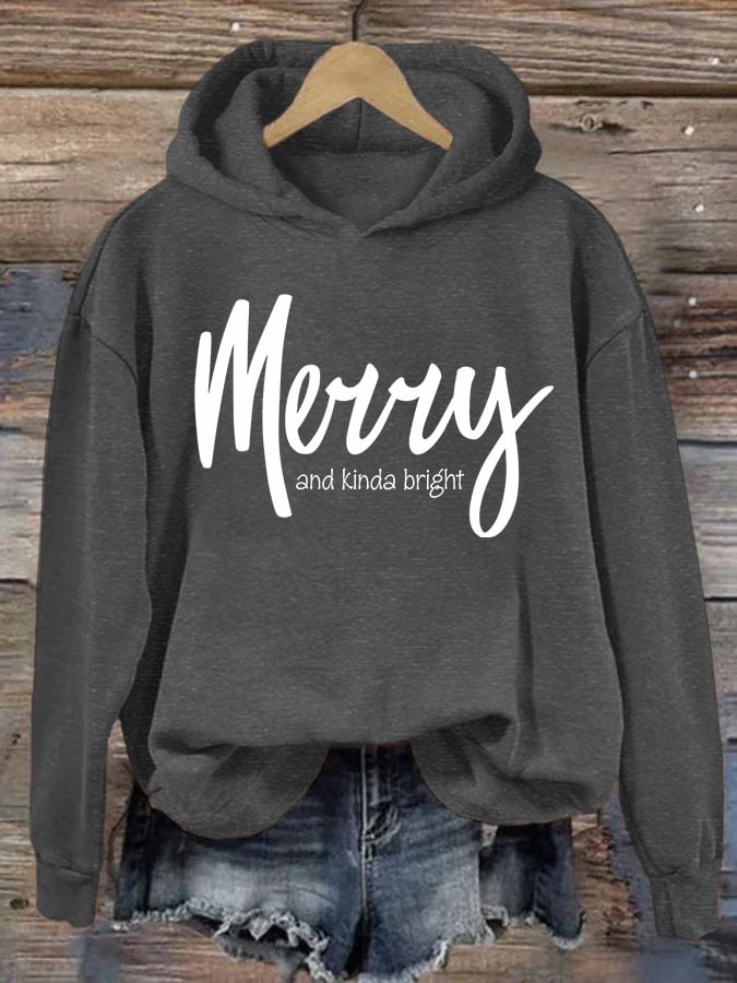 Women's Christmas Merry and kinda bright hoodie