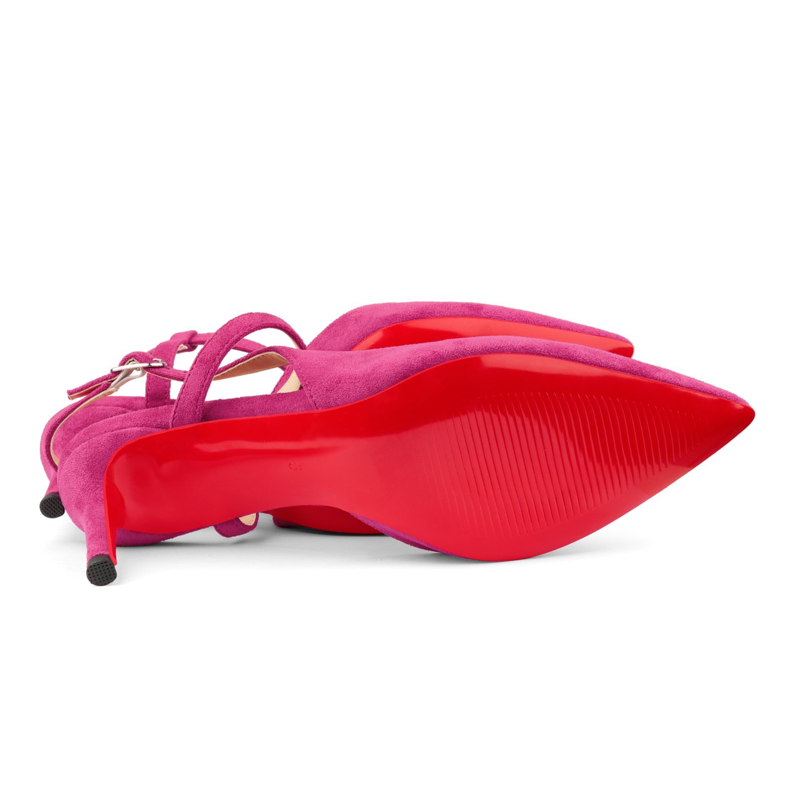 65mm Women Pumps Ankle Strap Jenlove Stiletto Slingback Suede Kitten Pointed Toe Dress Red Bottoms Heels-vocosishoes