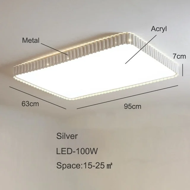 Modern LED Ceiling Lights For Living Room Lamp Ceiling Profiles Gold Metal Rooms Lighting Squre Bedroom Lamp With Remote Control
