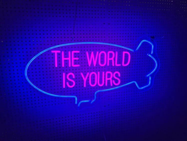 Custom Neon Sign The World Is Yours Neon Light for Home Room Bedroom Teenagers Children’s Kids Room Decor Kids Gifts Neon Lights