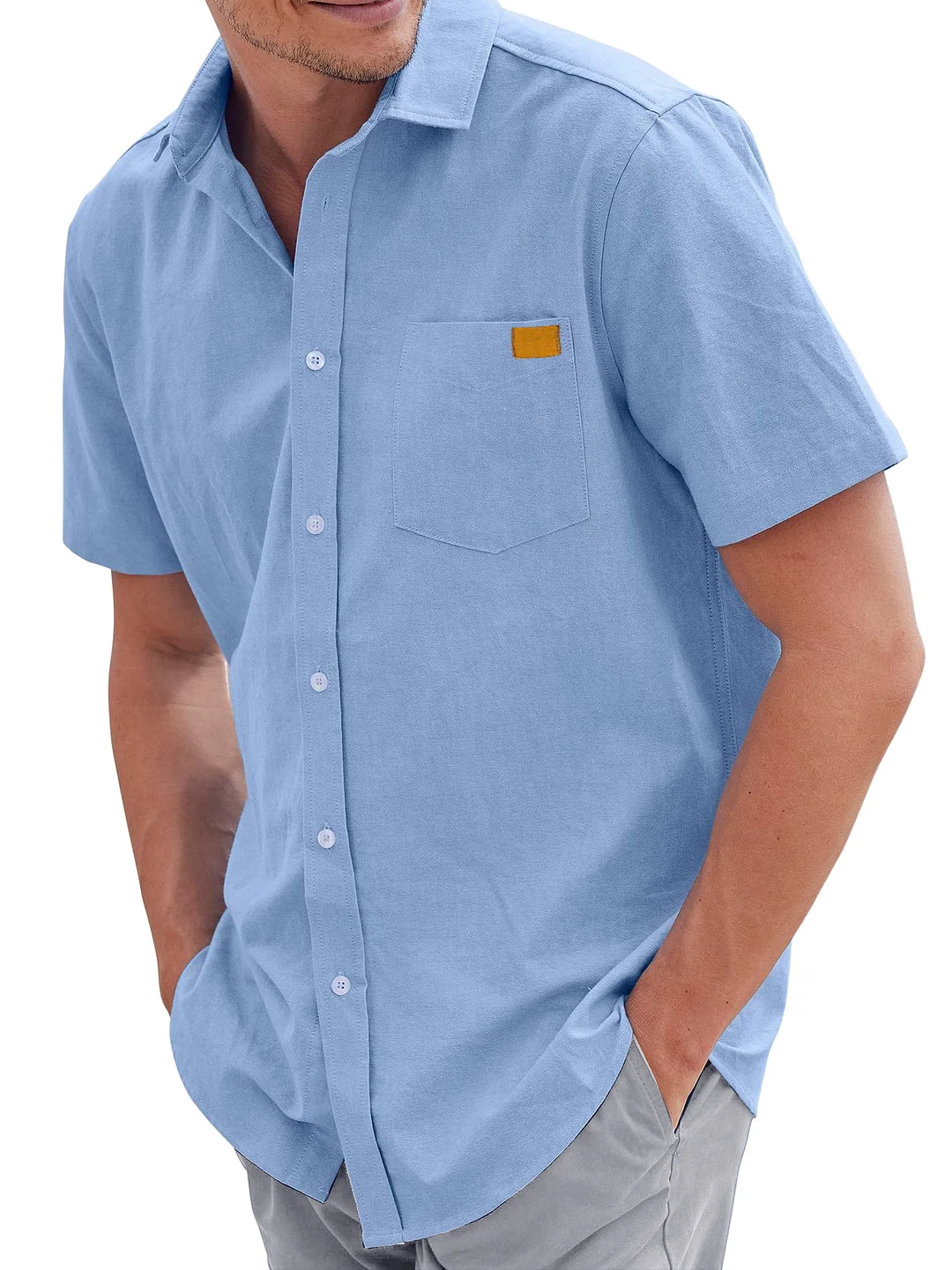 Men's Cotton And Linen Casual And Comfortable Everyday Short-sleeved Shirt