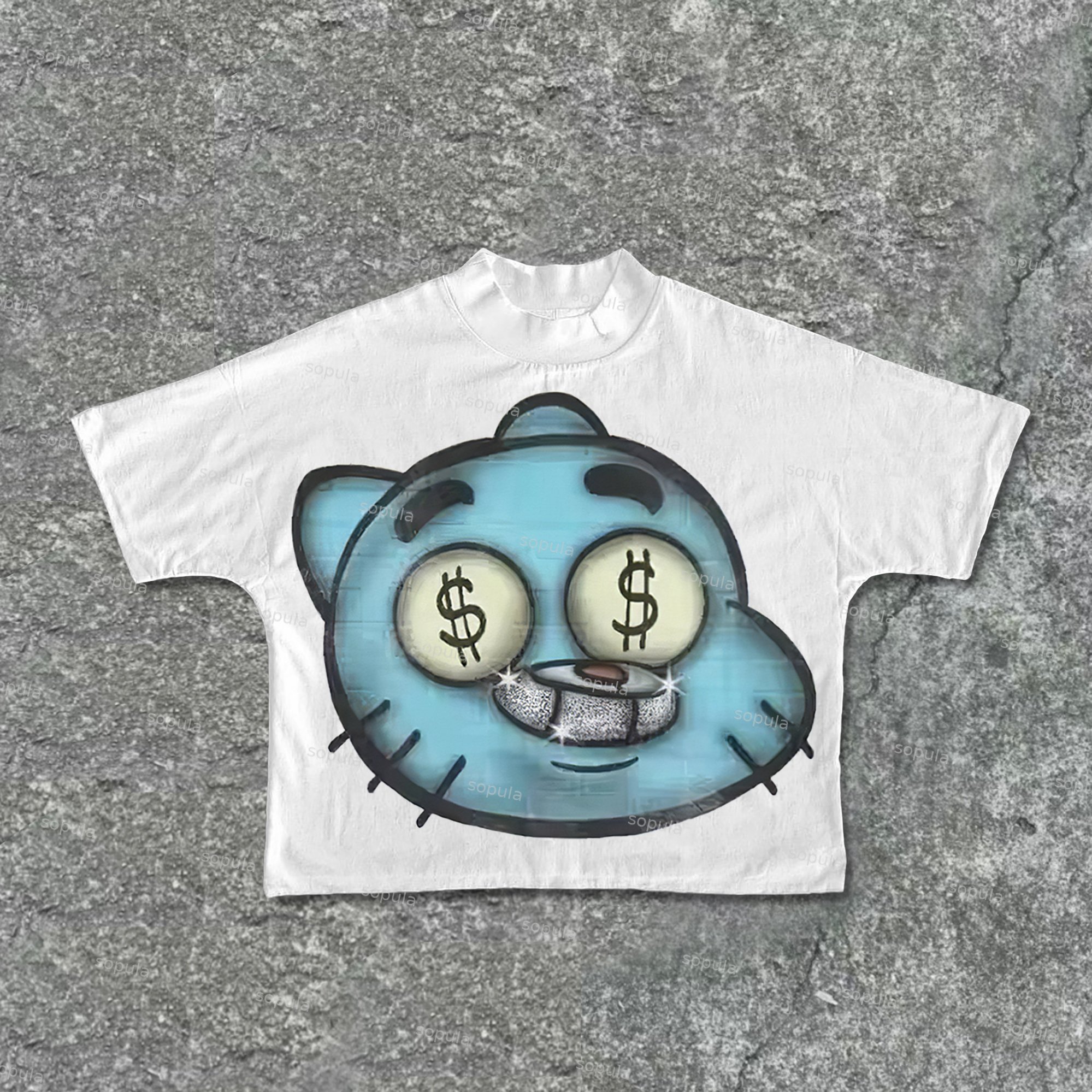 Sopula Retro Funny Cartoon Graphics 100% Cotton Cropped T-Shirts