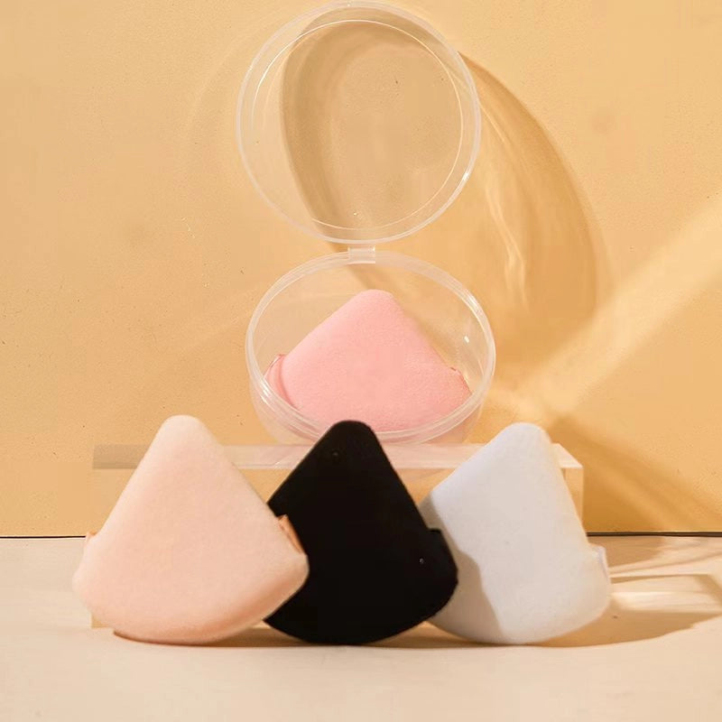 Triangle Flocking Double-sided Powder Puff Makeup Puff Air Cushion Honey Powder Finishing Sponge Super Soft Crystal Velvet Fan-shaped Powder Puff