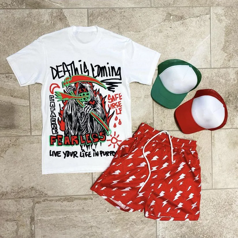 Fashion preppy casual loose T-shirt shorts set