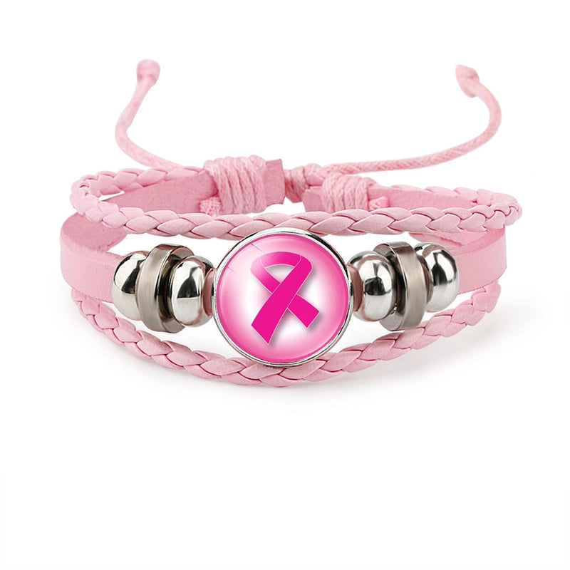 Breast Cancer Awareness Caring Breast Peripheral Accessories Women's Handmade Cowhide Bracelet