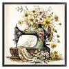 (Stamped/Counted) Retro Floral Sewing Machine - 14CT Cross Stitch 40*40cm/15.75*15.75in