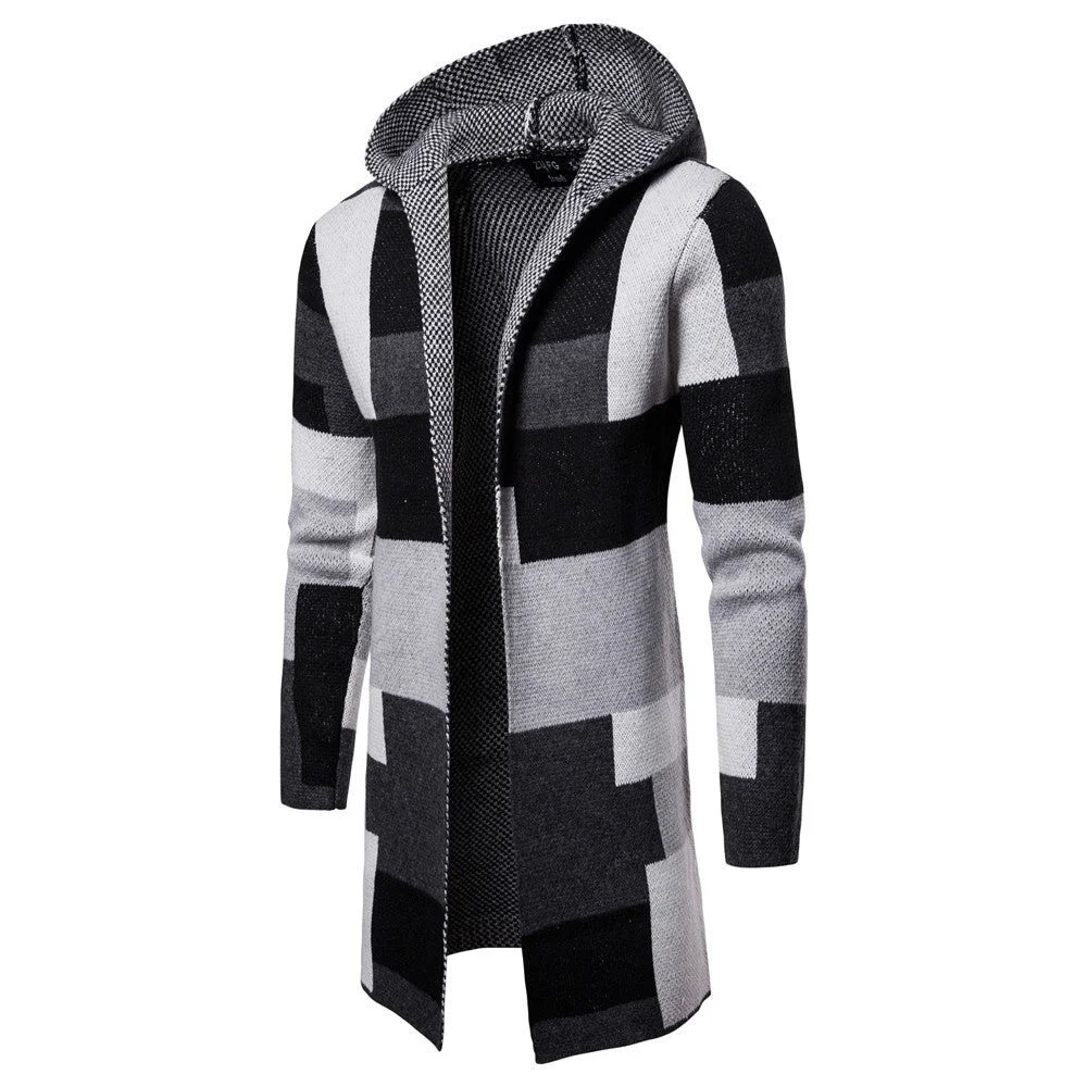 Casual Color Matching Hooded Knitted Cardigan Coat | IFYHOME
