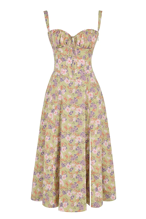 Nakans Floral Bustier Midriff Waist Shaper Dress, Women's Vintage Corset  Dress