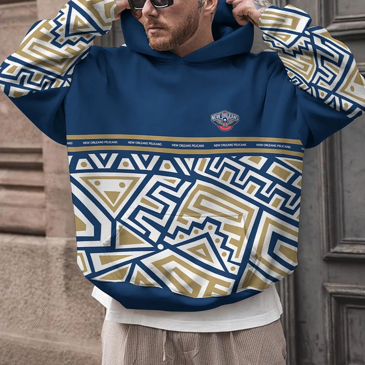 New Orleans Pelicans Printed Hooded Pocket Pullover Hoodie