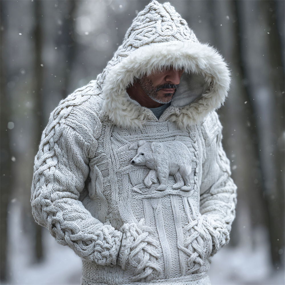 Viking Polar Bear Art Men's Hooded Sweater elevenforest