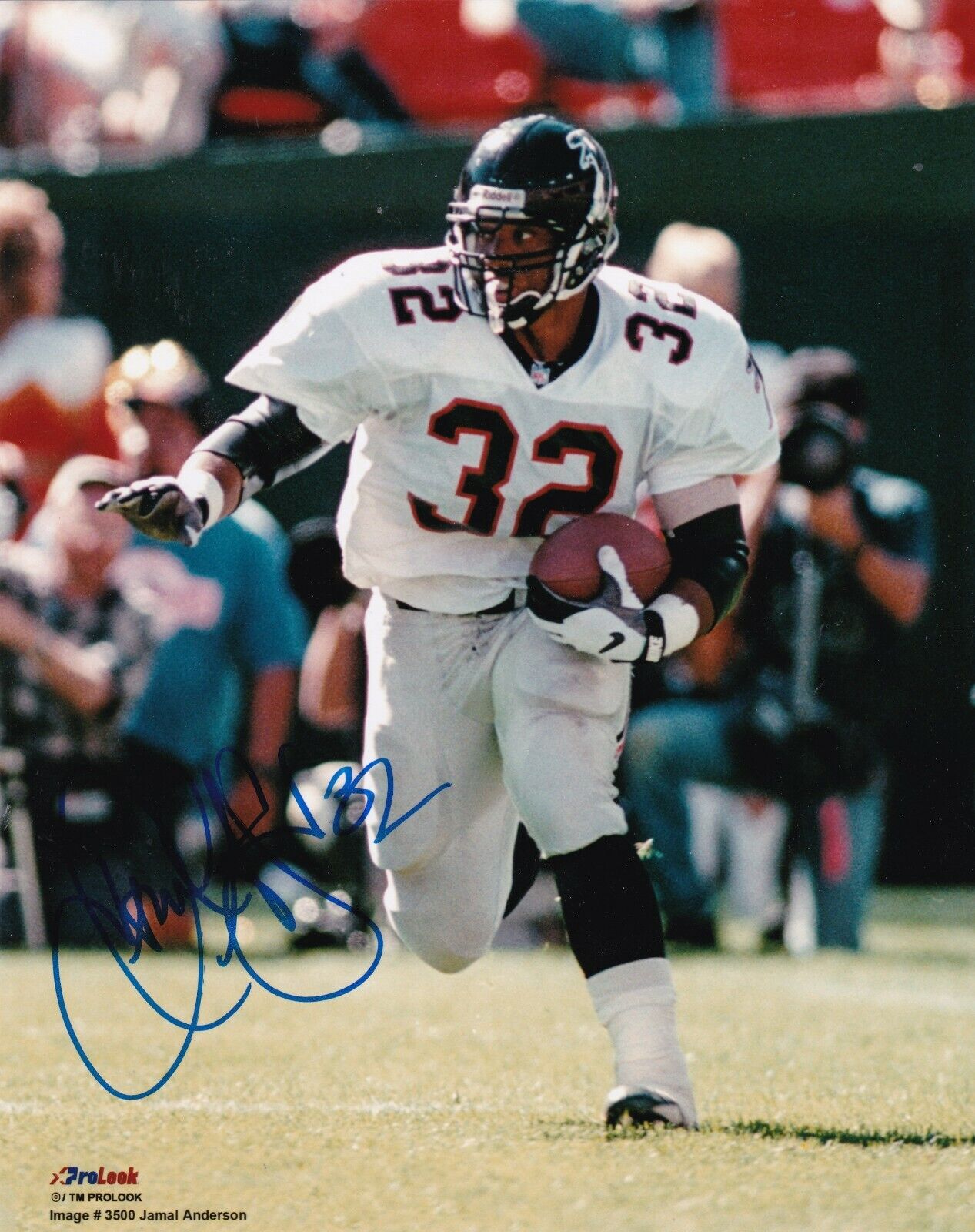 JAMAL ANDERSON ATLANTA FALCONS ACTION SIGNED 8x10