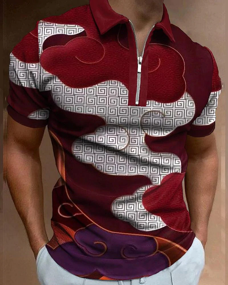 Men's Casual Chain Print POLO Shirt