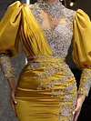 Gorgeous Embellished Round-Neck Long Sleeve Split-Side Tight Evening Maxi Dress