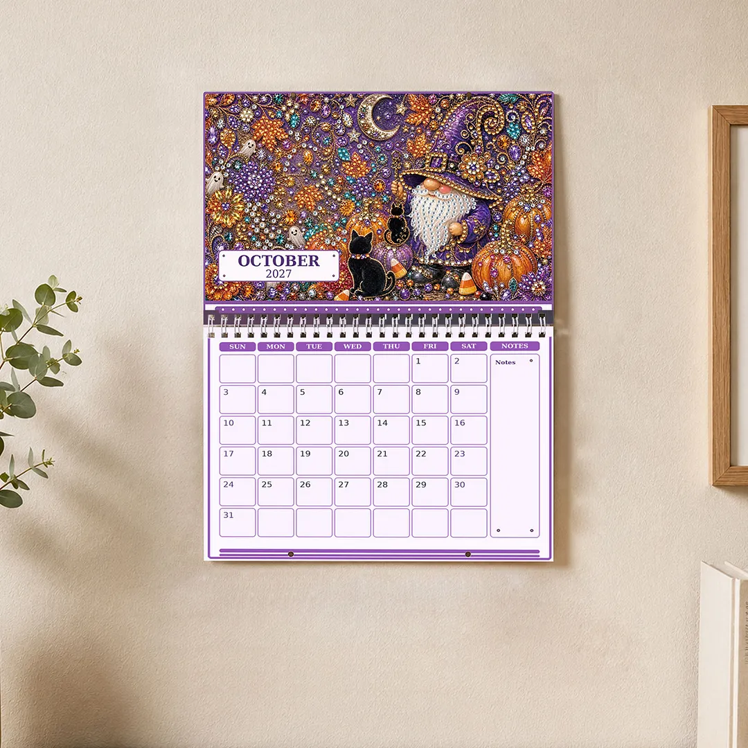 2027 Goblins DIY Diamond Painting Calendar for Adults Wall Ornaments Diamonds Arts Dates 11.81x9.45 Inch Gem Painting Art Walls Date for Home Business Office Planning Decor